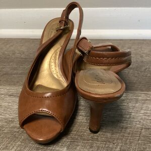 Brown Peep-Toe Slingback Heel